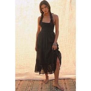 Free People Taking Sides Maxi Dress Large Black NEW